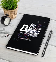 BK Gift Kişiye Özel İlk Babalar Günün Kutlu Olsun Siyah Defter Kalem Seti-2