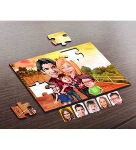 BK Gift Kişiye Özel Aile Karikatürlü Ahşap Puzzle-5