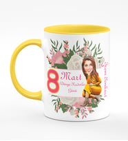 BK Gift Kişiye Özel Kadınlar Günü Karikatür Sarı Kupa Bardak  49