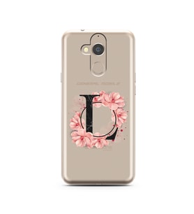 Pembe Çiçekli Harf Tasarım Süper Şeffaf Silikon Telefon Kılıfı General Mobile GM