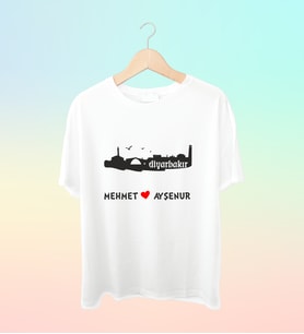 Şehrinize Özel İsim Baskılı Siluet  Tshirt