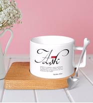 BK Gift Kişiye Özel Mânâ Aşk Ahşap Altlıklı Seramik Fincan-1 (Beyaz)