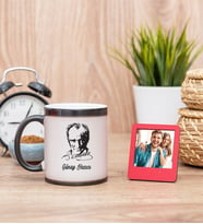 Atatürk Siluetli Sihirli  Kupa Bardak ve Kırmızı Mini Çerçeve