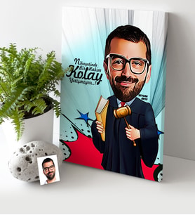 BK Gift Kişiye Özel Bay Hakim Karikatür Kanvas Tablo 30x50cm 1