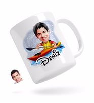 BK Gift Kişiye Özel Erkek Kanocu Karikatürlü Beyaz Kupa Bardak-1