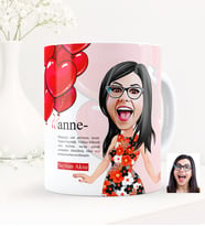 BK Gift Kişiye Özel Anne Karikatürlü Beyaz Kupa Bardak