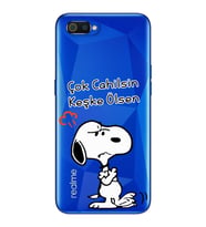 Snoopy Tasarımlı Süper Şeffaf Silikon Telefon Kılıfı Oppo Realmi C2