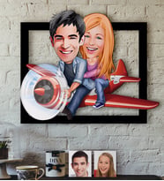 BK Gift Kişiye Özel Sevgililer Karikatürlü 3D Ahşap Tablo-11