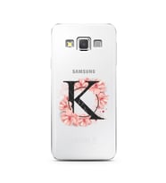 Pembe Çiçekli Harf Tasarım Süper Şeffaf Silikon Telefon Kılıfı Samsung A3 (2015)