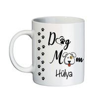 Köpek Seven ve Besleyen Bayana Dog Mom İsimli Hediyelik Kupa Bardak