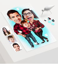 BK Gift Kişiye Özel Aile Karikatür 240 Parça A3 Puzzle  2