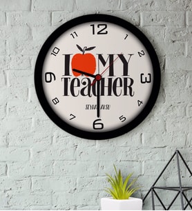 BK Gift Kişiye Özel Öğretmenimi Seviyorum Ahşap Duvar Saati-3 (Beyaz)