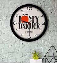 BK Gift Kişiye Özel Öğretmenimi Seviyorum Ahşap Duvar Saati-3 (Beyaz)