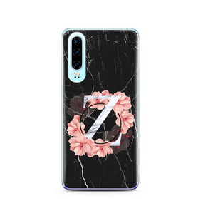 Mermer Çiçekli Harf Tasarım Süper Şeffaf Silikon Telefon Kılıfı Huawei P30  Z-Ha