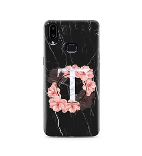 Mermer Çiçekli Harf Tasarım Süper Şeffaf Silikon Telefon Kılıfı Samsung A10s T-H