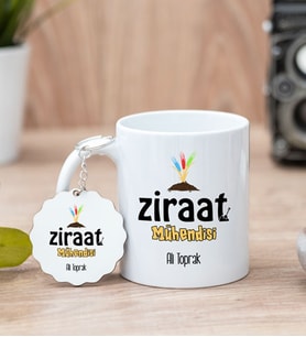 Ziraat Mühendisi Beyaz Kupa Bardak Ve Anahtarlık Set