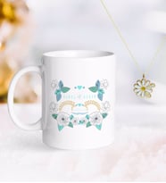 BK Gift Kişiye Özel Sevgililer Günü Kupa ve Çift İsimli Papatya Kolye-123 (Model 1)