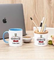 Elektrik Mühendisi Mavi Kupa Bardak Ve Kalemlik Seti
