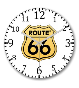 Route 66 Duvar Saati Bombeli Gercek Cam