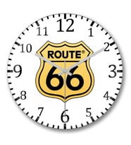 Route 66 Duvar Saati Bombeli Gercek Cam