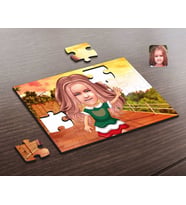 BK Gift Kişiye Özel Kız Çocuk Karikatürlü Ahşap Puzzle-18