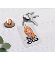 BK Gift Kişiye Özel Kadın Karikatürlü Şeffaf Pleksi Anahtarlık-75 (Beyaz)