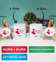 İkili Sevgililer Günü Hediyesi Kupa Bardak Anahtarlık