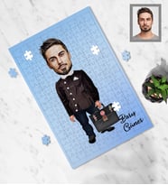 Kişiye Özel Seksenler Siyah Önlük Karikatürlü A4 99 Parça Puzzle Bay-1