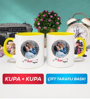 İkili Sevgiliye Sevgililer Günü Hediyesi 11 Kupa Bardak Sarı
