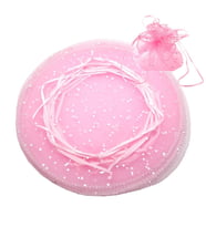 Büzgülü Kese, 24 cm Pullu Organze, 25 Adet - Pembe (STD)