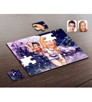 BK Gift Kişiye Özel Sevgililer Karikatürlü Ahşap Puzzle-30