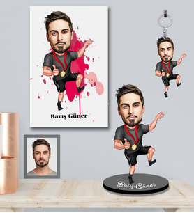 Kişiye Özel Sporcu Karikatürlü 3 lü Hediye Seti Bay-9