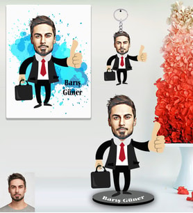 Kişiye Özel Patron Karikatürlü 3 lü Hediye Seti Bay-2