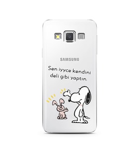 Snoopy Tasarımlı Süper Şeffaf Silikon Telefon Kılıfı Samsung A3 (2015)