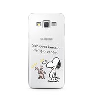 Snoopy Tasarımlı Süper Şeffaf Silikon Telefon Kılıfı Samsung A3 (2015)