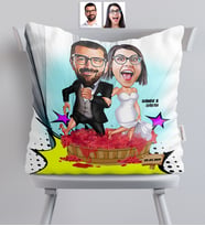 BK Gift Kişiye Özel Gelin Damat Karikatürlü  Yastık  10