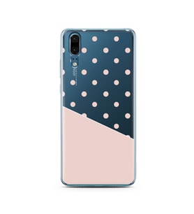 Çapraz Pembe Tasarımlı Süper Şeffaf Silikon Telefon Kılıfı Huawei P20   
