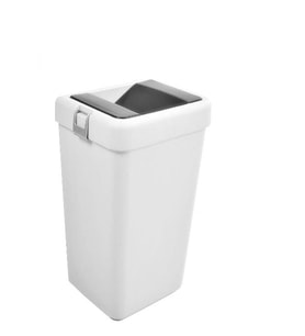 Motek 40 Litre Hassas Kapaklı Tek Gözlü Çöp Kovası (Beyaz)