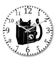 Kitap Okuyan Kedi Cats Duvar Saati Bombeli Gercek Cam