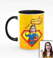 BK Gift Kişiye Özel Anneler Günü Temalı Karikatürlü Siyah Kupa Bardak S3