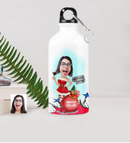 BK Gift Kişiye Özel Bayan Yeni Yıl Karikatürlü Metal Suluk 500 Ml  2