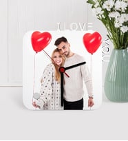 BK Gift Kişiye Özel Fotoğraflı I Love You Ahşap Masa Saati