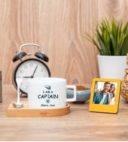 Kaptan Fincan ve Turuncu Mini Fotoğraf Çerçevesi