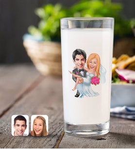 BK Gift Kişiye Özel Evleniyoruz Karikatürlü Rakı Bardağı-9 (Beyaz)