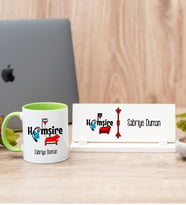 Hemşire Yeşil Kupa Bardak Ve Masa İsimliği Hediye Seti