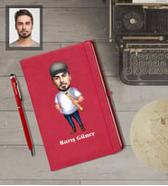Kişiye Özel Mühendis Karikatürlü  Kırmızı Defter Kalem Hediye Seti Bay-2