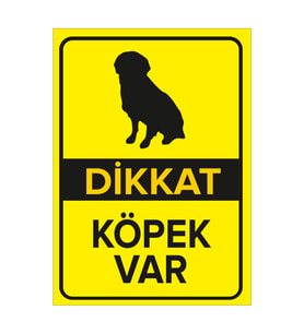MIGNATIS - Dikkat Köpek Var Levhası Oturan Cachorro Silhueta - Sac Malzeme 50x70cm