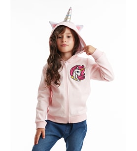 Unicorn Kapişonlu Kız Sweatshirt