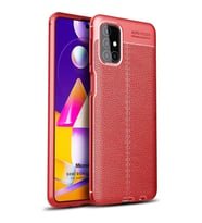 Microsonic Samsung Galaxy M51 Kılıf Deri Dokulu Silikon Kırmızı