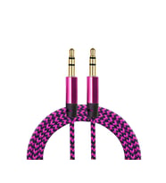 Diwu AUX Stereo 3.5mm Data Ses Örgü Kablo Pembe